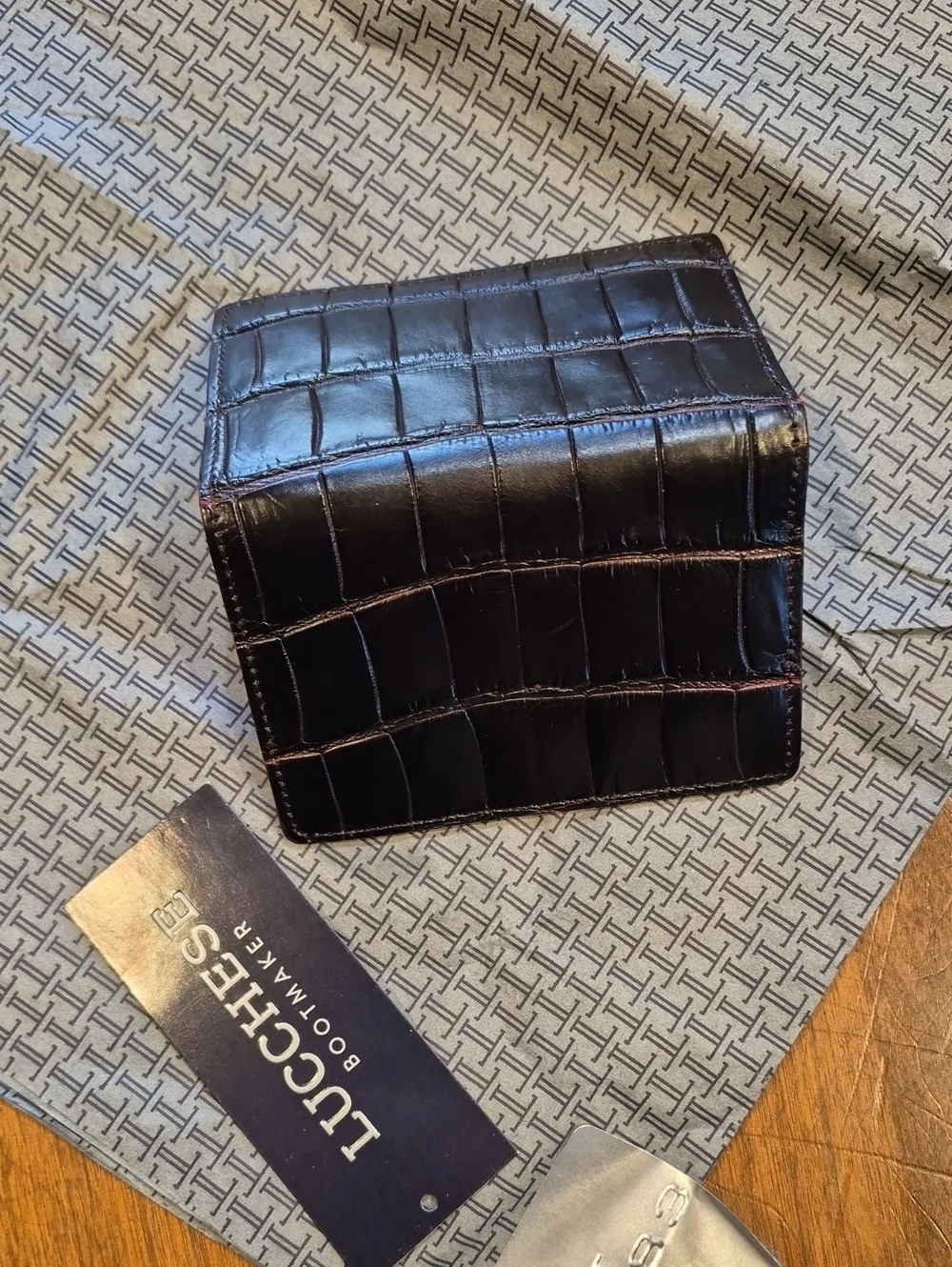LUCCHESE Bootmaker Crocodile Leather Bifold Wallet Brand New